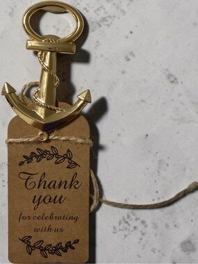 Gold Anchor Bottle Opener Wedding Favor – Nautical Thank You Party Gift